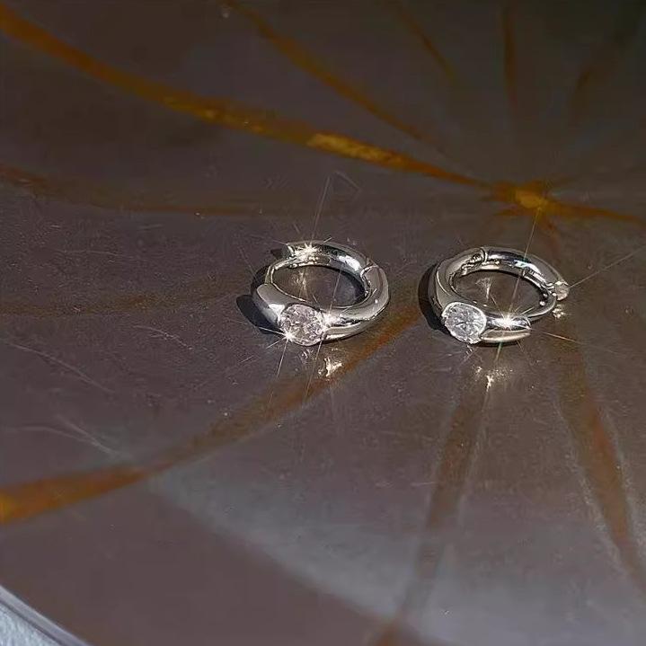 Geometric Micro-set Zircon Earrings Female Heavy Simple Earrings Personality Commuting Earrings Affordable Dainty Earrings Durable Alloy Daily Wear