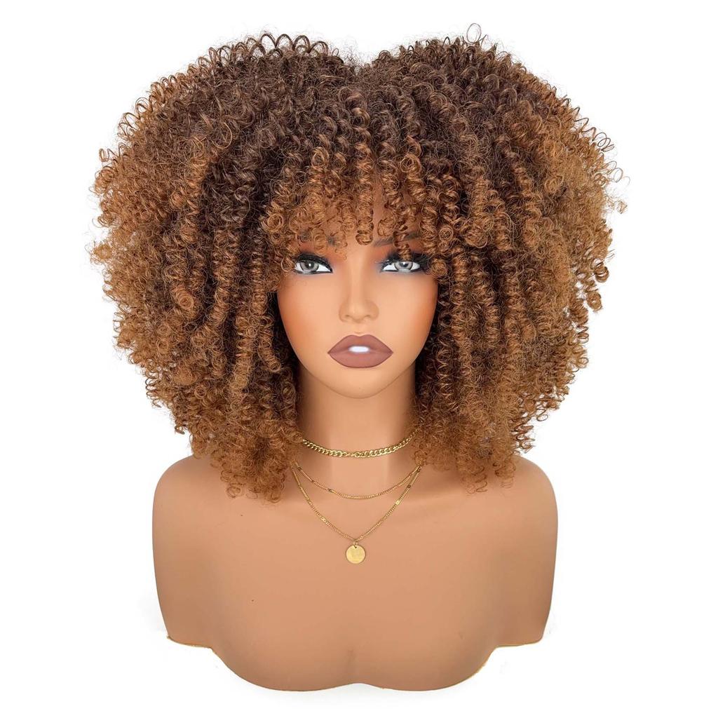 More Than 30 Types Of Micro Rolled European American Explosive Hair Wigs Covers African Small Rolls Fluffy Short Curly Kinky High-temperature Silk