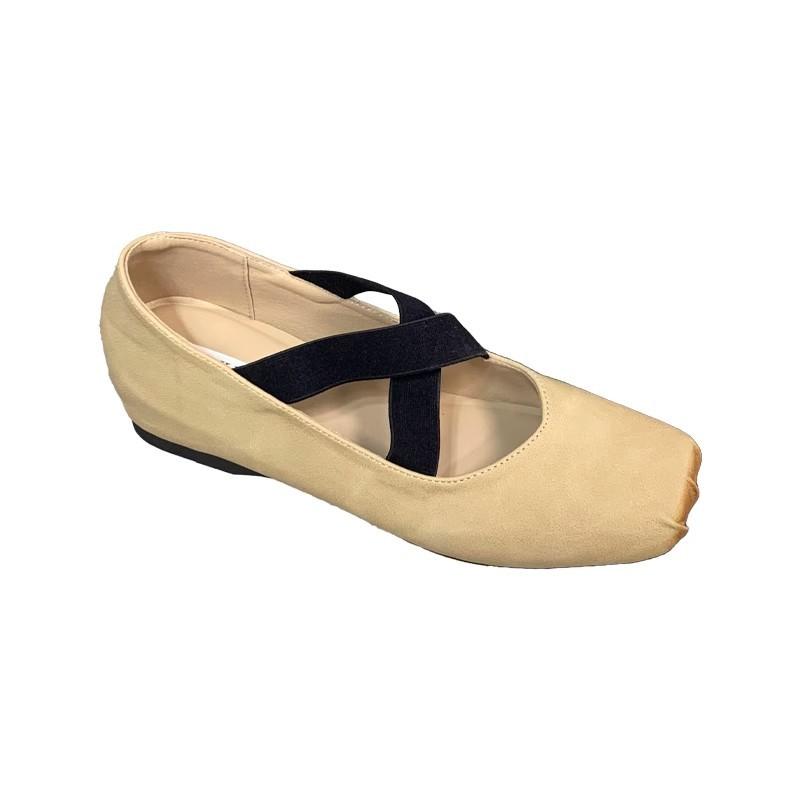 Chaussures de ballet rétro niche à brides croisées 2025 automne nouveau talon compensé intérieur bout carré décolleté Mary Jane chaussures simples femmes