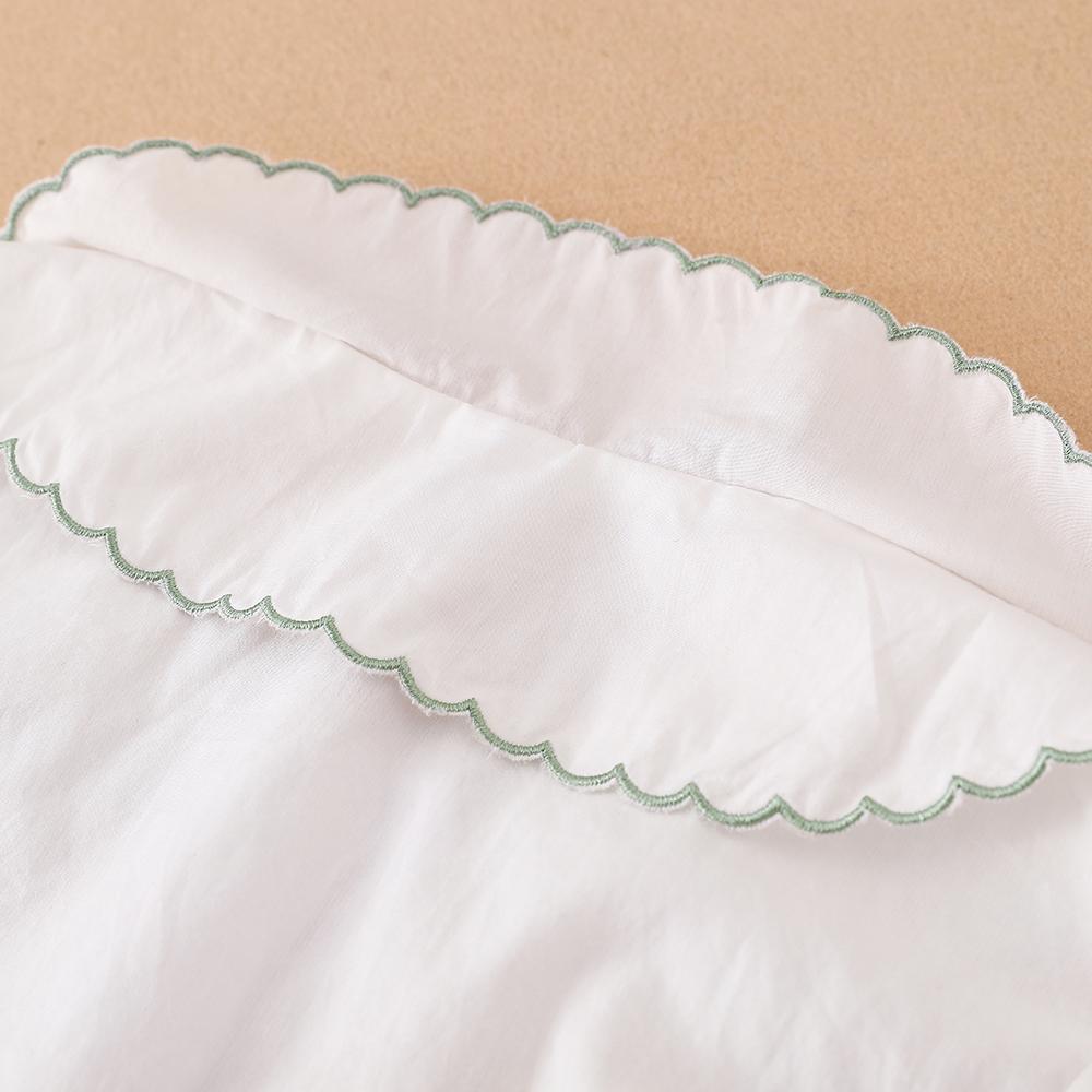 Camisa de Menina Colarinho Bordado Blusa de Manga Comprida para Menina Bebê Fofa Idade 2-6 Camisa Infantil Branca