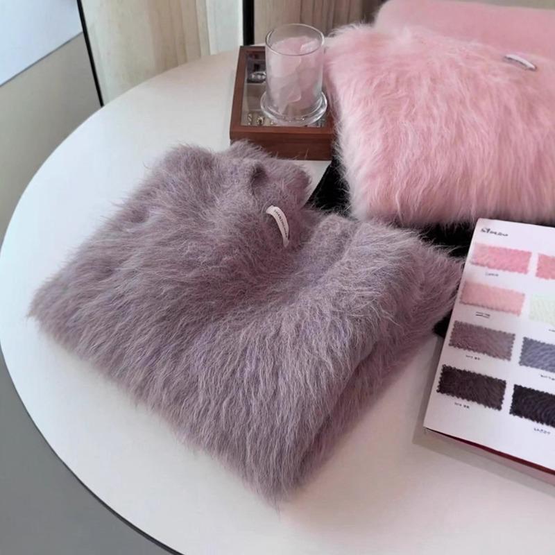 Imitation mink fleece sweater women's pullover mohair warm knitted jacket autumn and winter new loose women