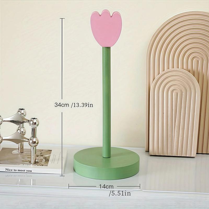 Creative Kitchen Household Flower Shape Wooden Paper Towel Storage Rack Punch-Free Paper Roll Storage Rack
