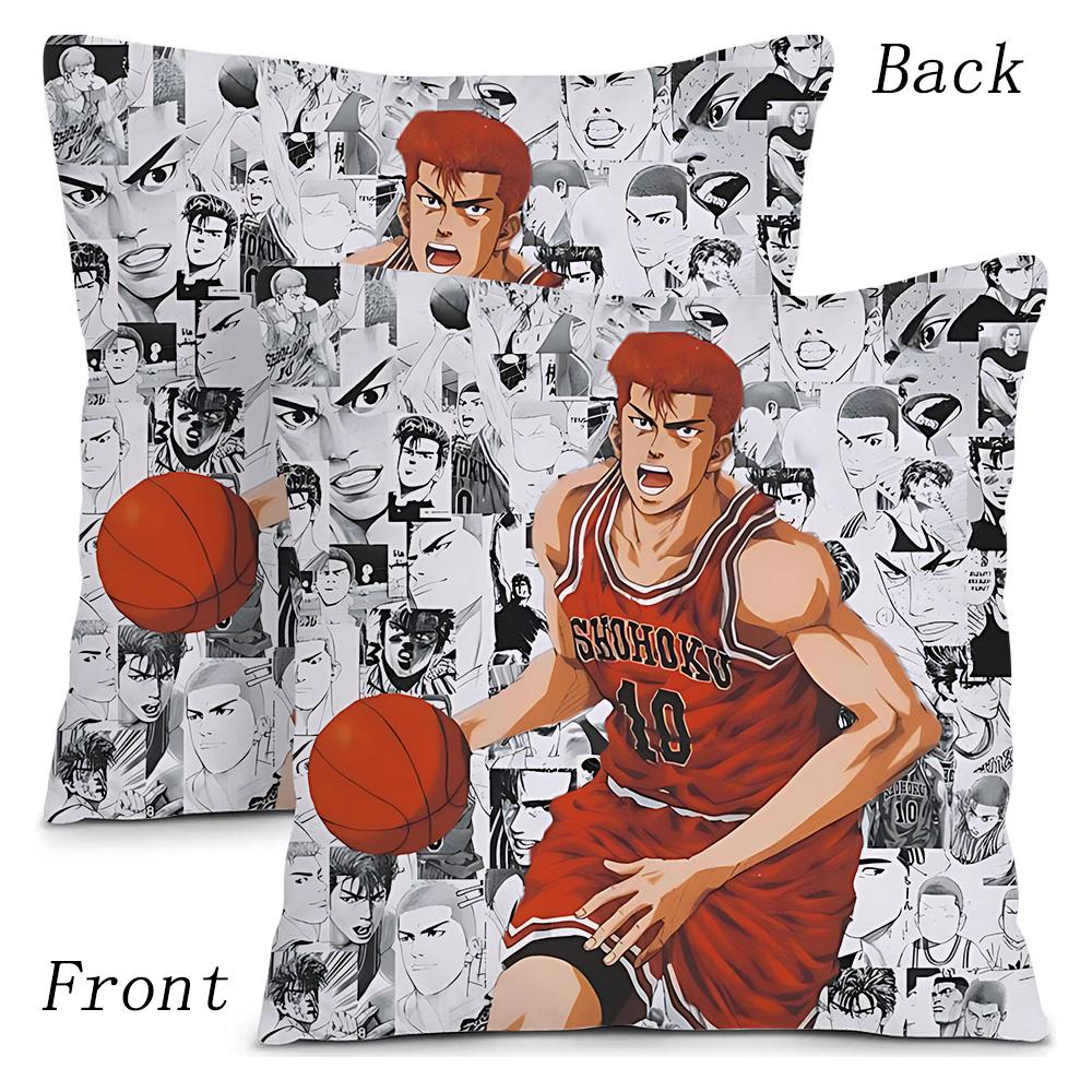 Pillow Covers Hot Anime S-Slams Dunk Cartoon Sofa Decorative Home Double-Sided Printing Short Plush Cute Cushion Cover