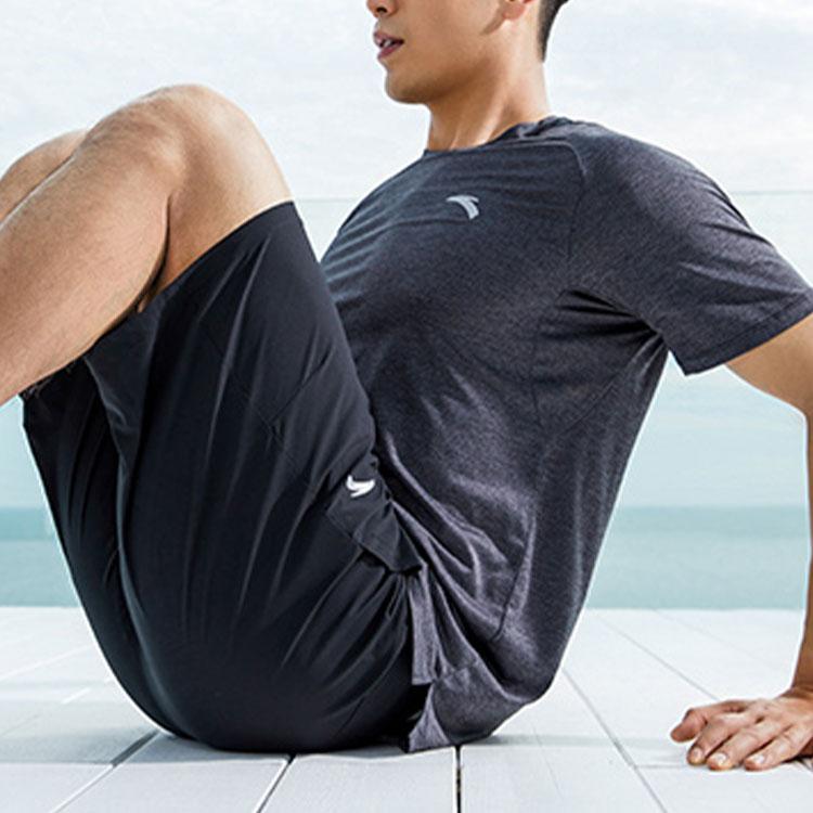 Anta Comprehensive Training Series SS22 Fitness Running Quick-Dry Short Sleeve T-Shirt And Shorts Set Men Sets Black Gray 952227201-5