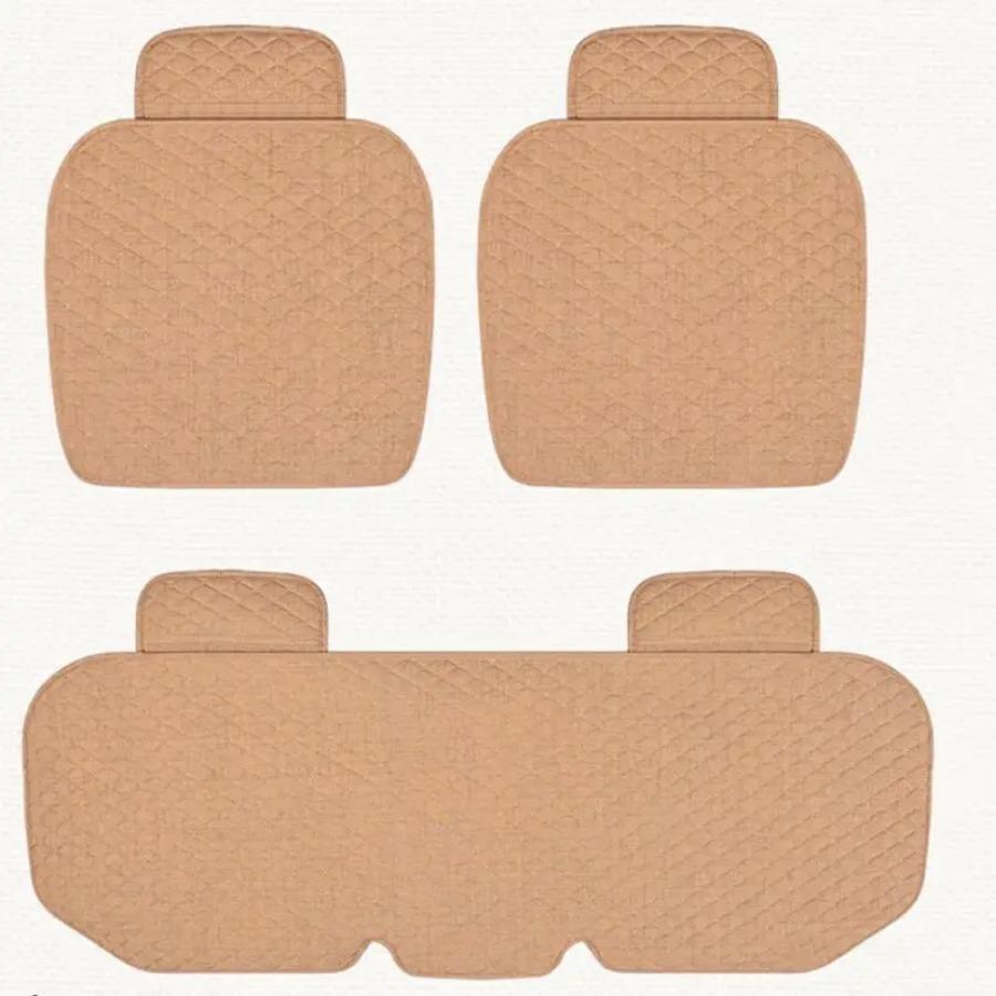 Non-slip Car Seat Cushion Linen Three-piece Set Without Backrest Four-season Universal Seat Cushion Three-piece Set
