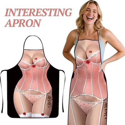 Funny And Quirky Printed Apron For Home Use, High-appearance-level Printed Kitchen Waterproof Apron.