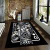 Playing Card Style Queen Design Carpet - Black White Graphic Rug Suitable for Use As an Anti-slip for Living Room Bedroom Sofas