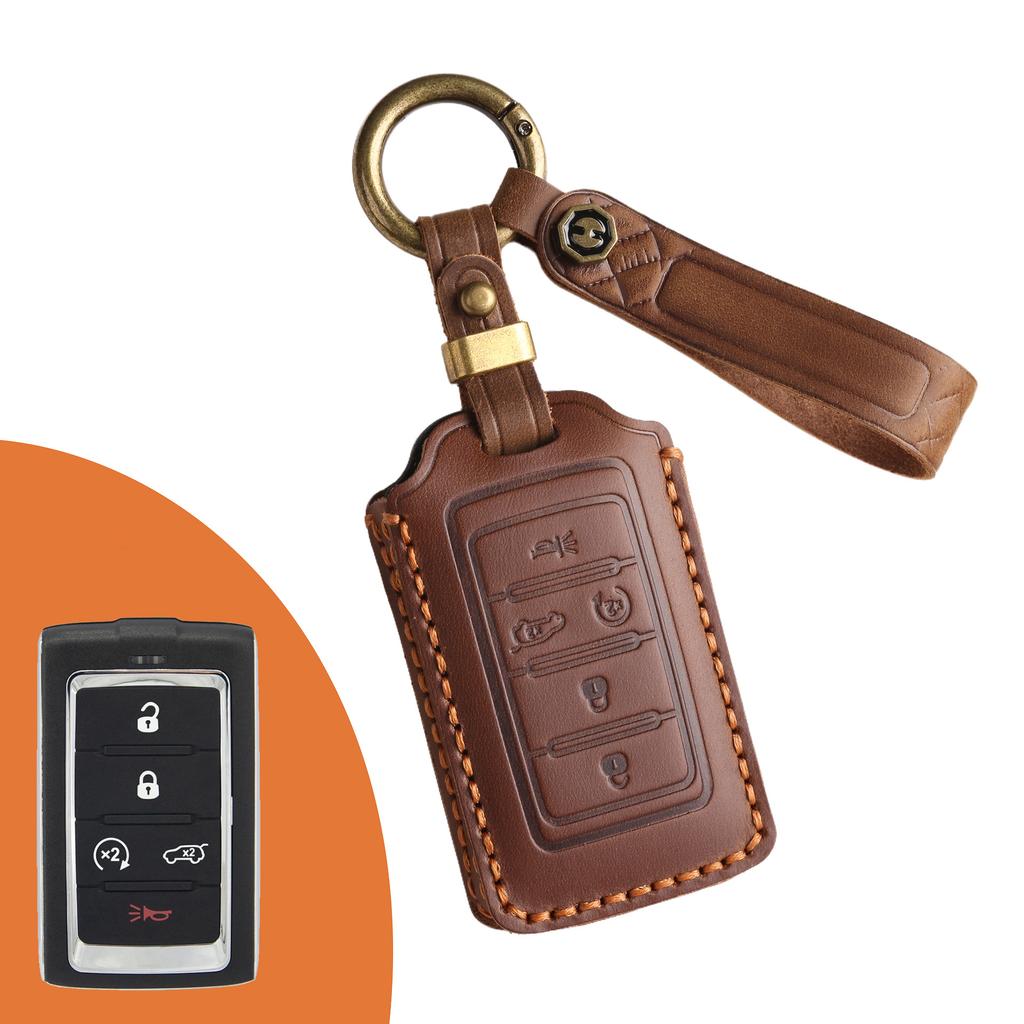 Key Protective Cover for JEEP Jeep 21-25 New Key Leather Car Cowhide High-end Bag