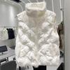 Autumn and winter new white duck down jacket vest women's short mink hair outer wear stand-up collar fashion vest jacket