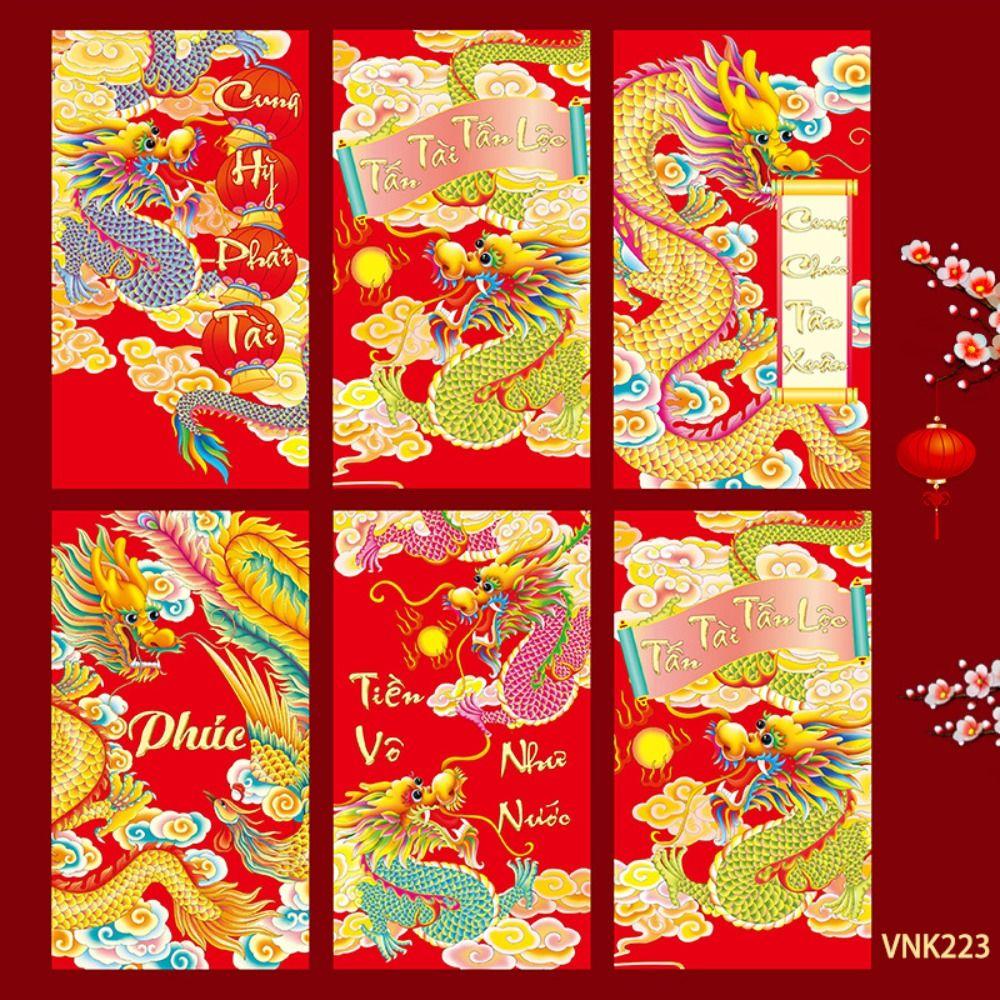 

Chinese Packet Envelopes New Year Money Pockets 6Pcs Chinese Red Envelope Spring Festival