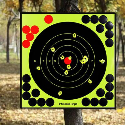10 szt. 8-calowych naklejek na tarczę typu splatter samoprzylepna tarcza strzelecka w kolorze fluorescencyjnym żółtym do zawodów strzeleckich na zewnątrz i wewnątrz