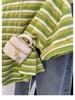 Plus Size Green Striped Short Sleeve Women's Summer T-Shirt - Lightweight, Loose Fit