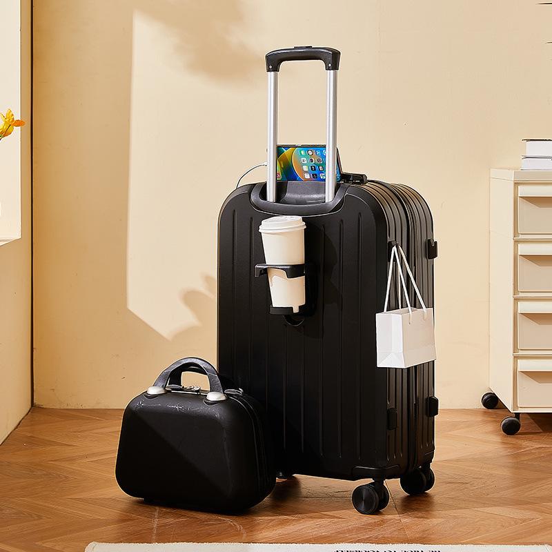 Women’s Durable Leather Trolley Suitcase: New Model, Mother-Child Carry-On with Lock