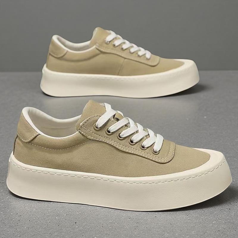 

Fashion Italian Men s SHigh-Grade Casual Walking Shoes Fashion Flat Designer Comfy Canvas Board Shoes 2025New Thick Bottom Outdoor Shoes 39 хаки