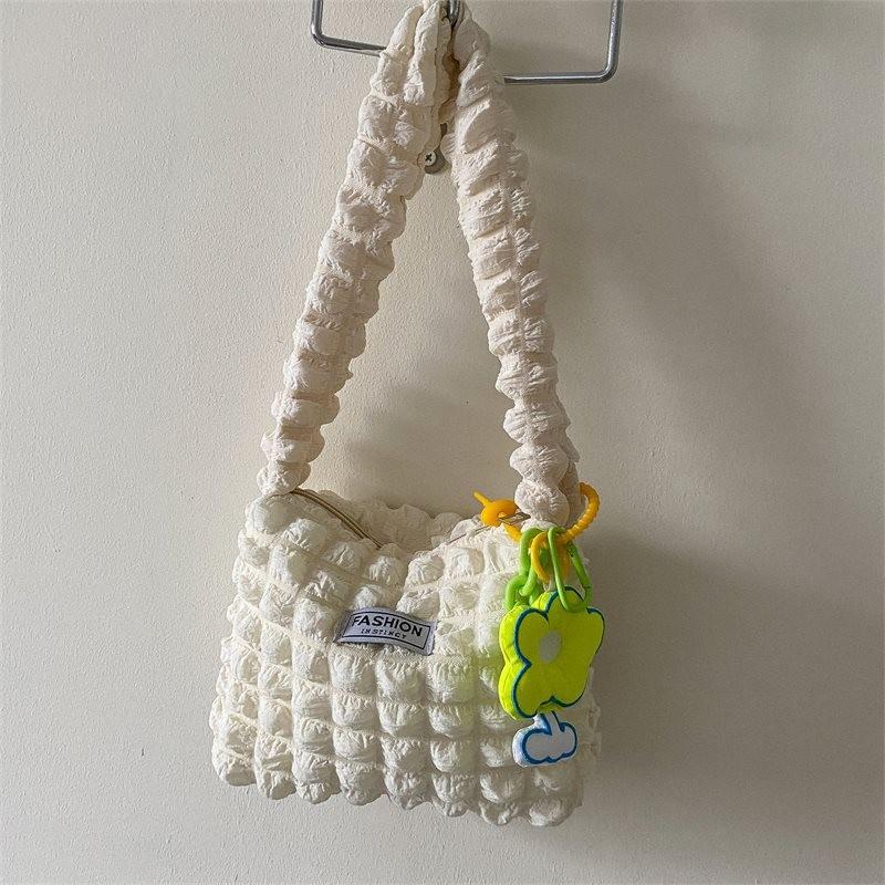 Chic Soft Pleated Bubble Cloud Shoulder Bag Available In White Black And Yellow