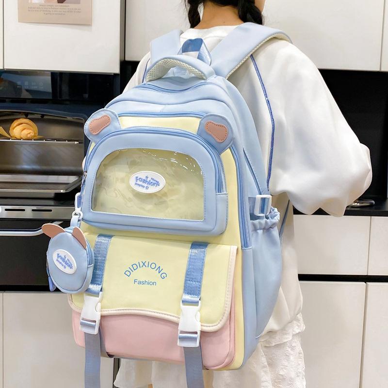 New Burden-reducing Schoolbag Female Ins Wind Korean Cute Junior High School Students Large Capacity, High Value Backpack