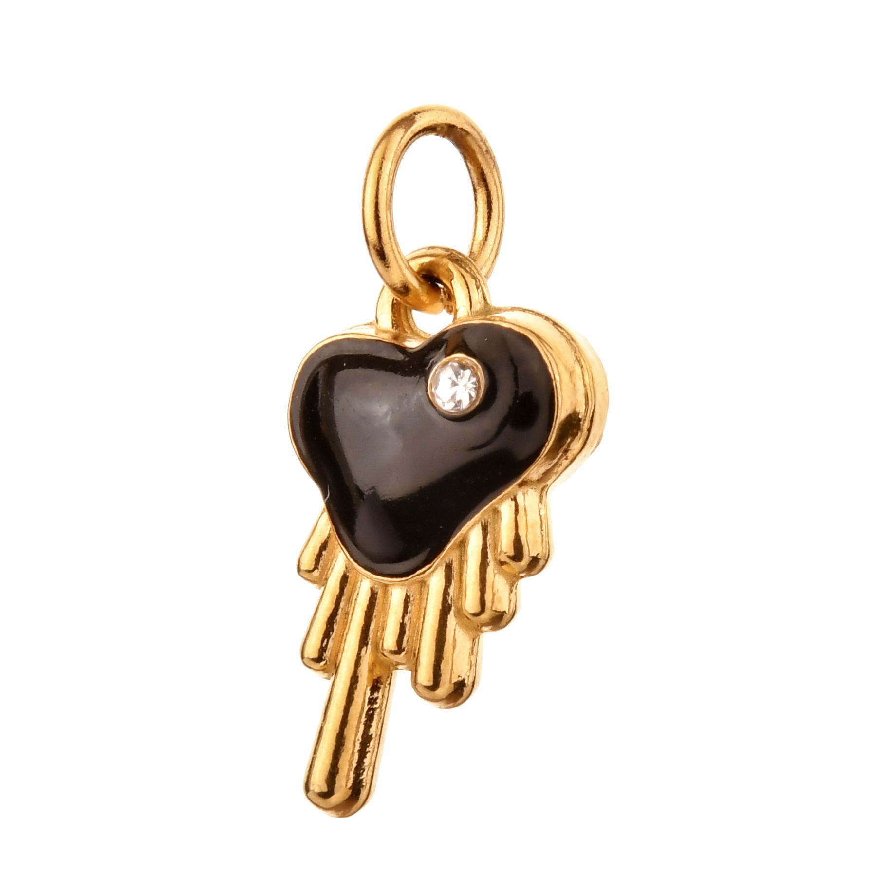 Heart Shape Enamel Stainless Steel Pendant Necklace Keychain Charm