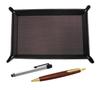 Shibochoco Color Cowhide Pen Metal Touch Silver Stick and Wooden Barrel Retro Ballpoint Pen Set Tray, TRATYO-ALST-HS48S