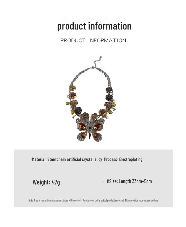 Elegant Double Layer Butterfly Tassel Necklace - Retro Chinese Palace Design with Feminine Charm