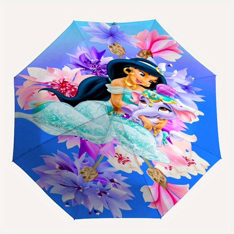 Princess Jasmine, Elephant Friend Automatic Opening and Closing Umbrella, Compact Travel Umbrella, Lightweight and Portable, Suitable for Be