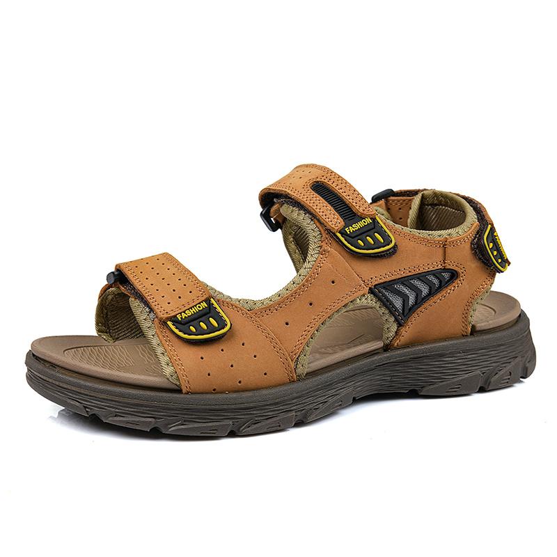 

Модные классические мужские мягкие сандалии Удобная летняя обувь Кожаные шлепанцы Для улицы Пляжные Большой размер Мягкие мужские римские модные сетчатые сандалии 46 жёлтый