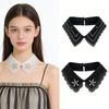 Jeweled Rhinestones False Collar Beaded Lace Spread Lapel Graceful Art Collar Sweet Shawl False Decorative Shawl