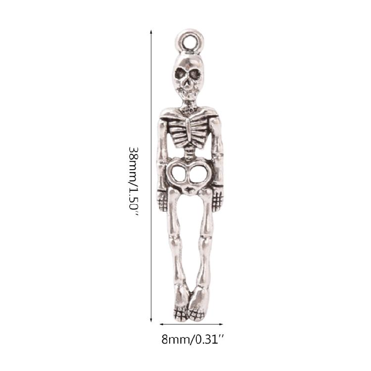 10x Silver Skeleton Halloween Jewelry Making Accessory for DIY Necklace Bracelet