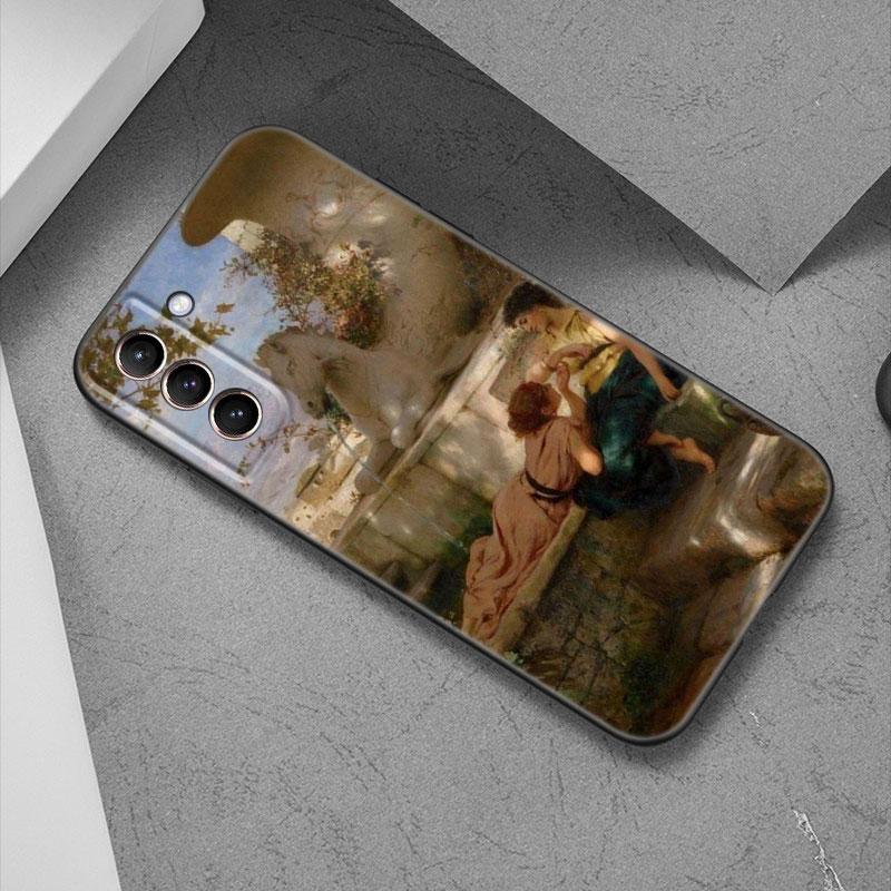 Pouzdro na telefon s renesanční uměleckou malbou pro Samsung Galaxy S22 Pro S21 S20 Ultra FE S10 Lite 5G S10E S9 S8 Plus Měkký TPU Černý kryt
