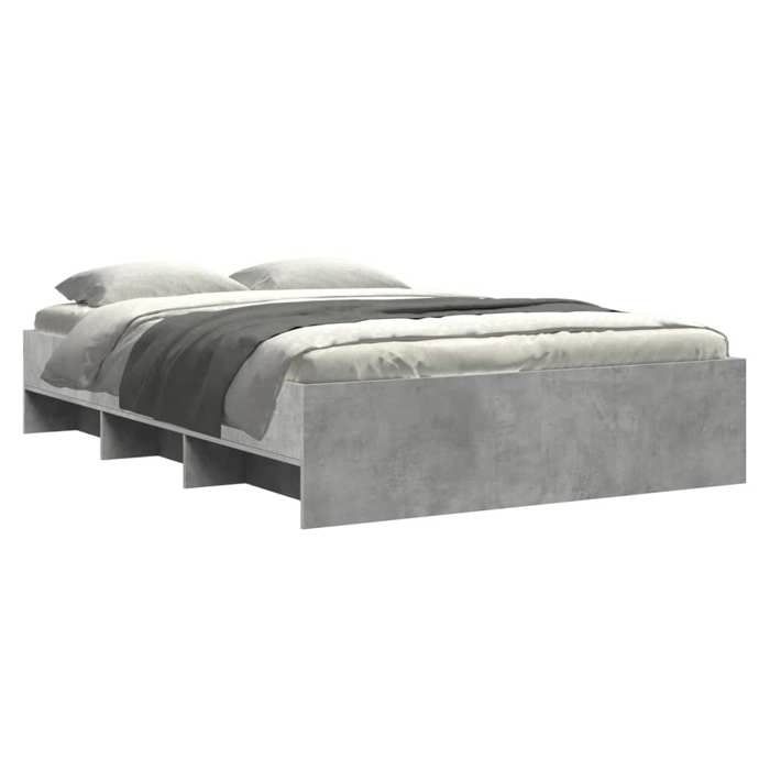 VidaXL Cadre de lit gris béton 140x200 cm bois d'ingénierie, meuble de chambre à coucher, lit double, sommier, lit, cadre de 3295656