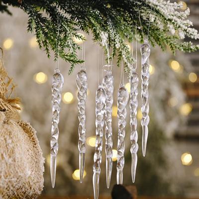 12 Pcs Acrylic Icicles Christmas Ornaments Clear Crystal Icicle Christmas Tree Hanging Decorations for Xmas