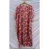 Indian Red Long Leaf Print Cotton Hippie Maxi Women Boho Nightwear Caftan Dress CKFTN-SCRN-FULL-BUYIT-011
