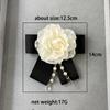 Black Rhinestone Memorial Black Bow Brooch Camellia Vintage Pin  For Funerals and Mourning
