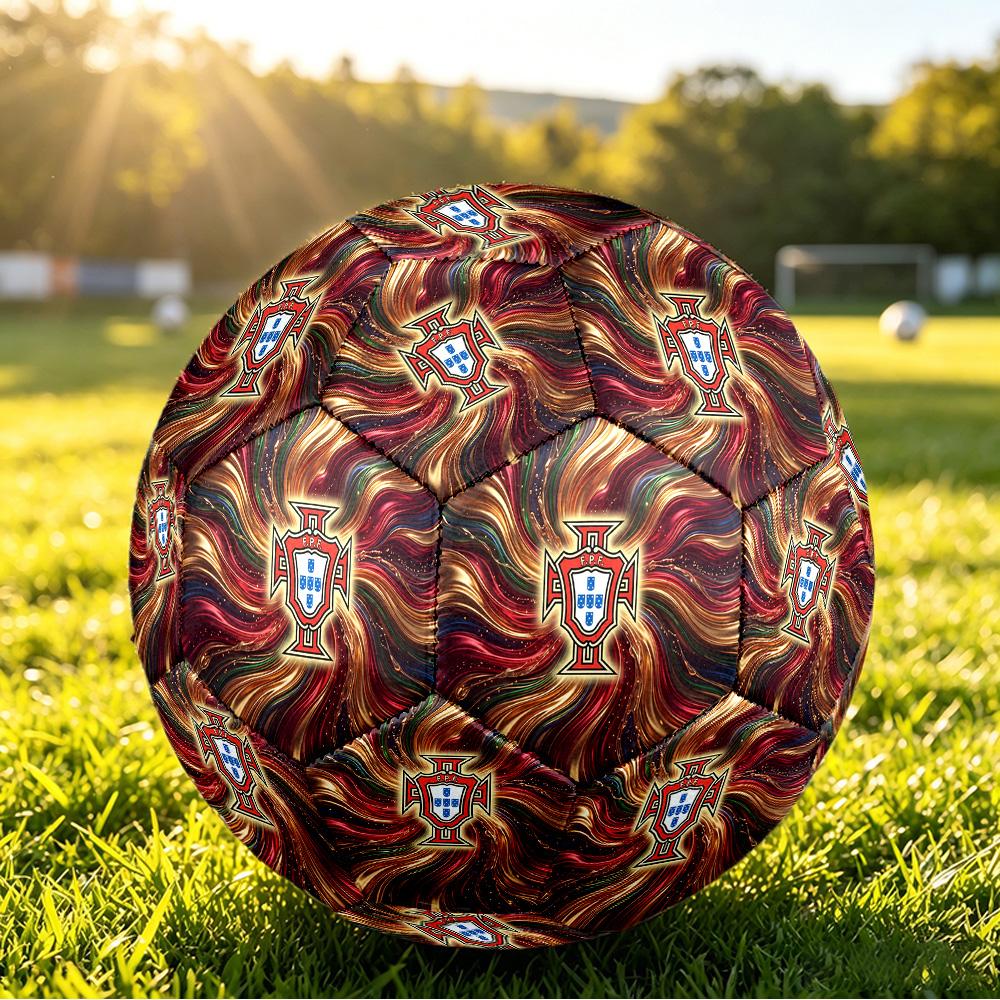 Portugalsko Fotbalový Potisk Velikost 5 Fotbalový Míč Odolný proti Opotřebení Standardní Fotbalový Míč pro Trénink Dospělých Dárek pro Fanoušky pro Vnitřní Venkovní Zápas Sport