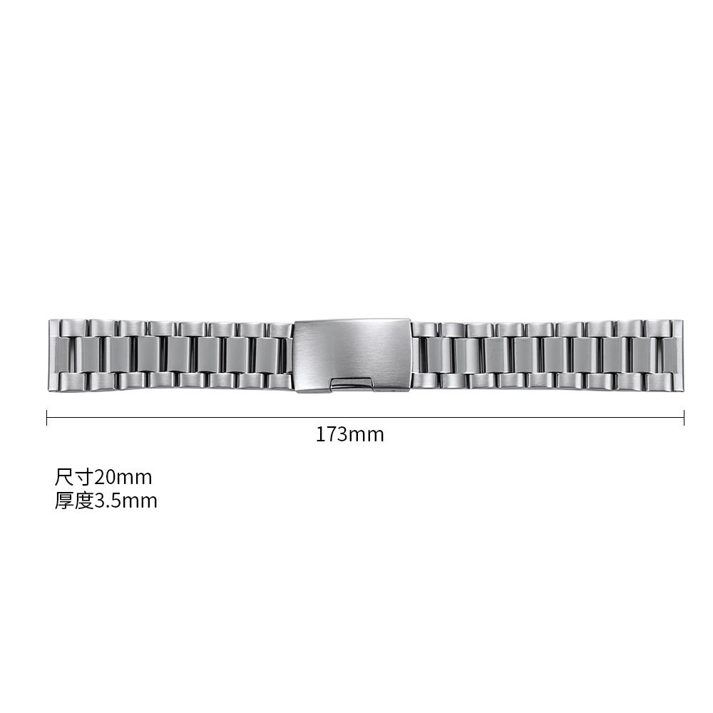 Universal Strap Stainless Steel Watch Band 18mm 20mm 22mm Folding Safety Buckle Arce End Bracelet Three Beads Belt Accessories
