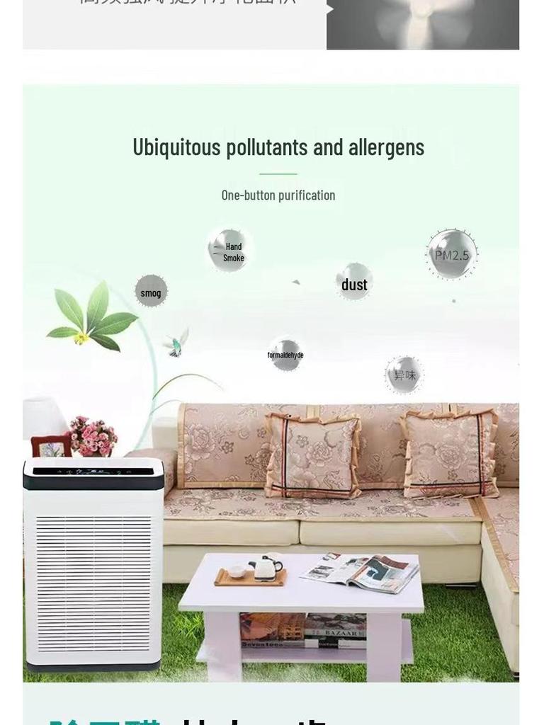 Smart Air Purifier with Negative Ions, Formaldehyde and Smoke Removal, Activated Carbon for Pet-Friendly Homes.