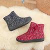 New Winter Cloth Shoes Women's Cotton Slippers High-top Velvet Printed Cotton Shoes