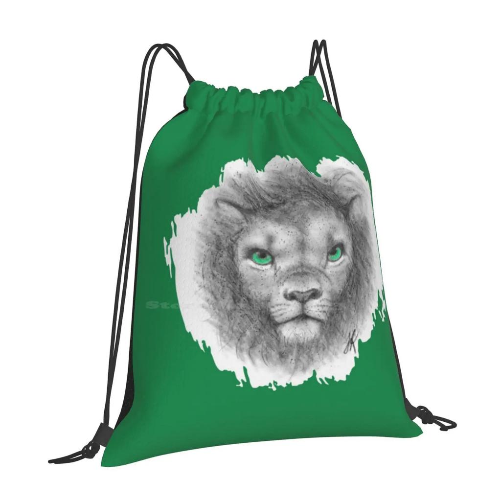 Lion Portrait Pattern Design Bagpack School Bags Lion Portrait Wildlife Wild Animals Big Cats