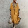 Summer European Style Women Clothing Loose Fit Fashion Elegant Round Neck Print Maxi Dress
