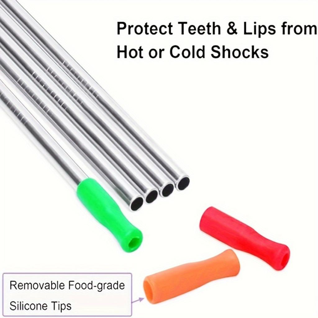 50pcs Reusable Straw Tips,Multi-Colored Covers for 6mm Wide Stainless Steel Straws