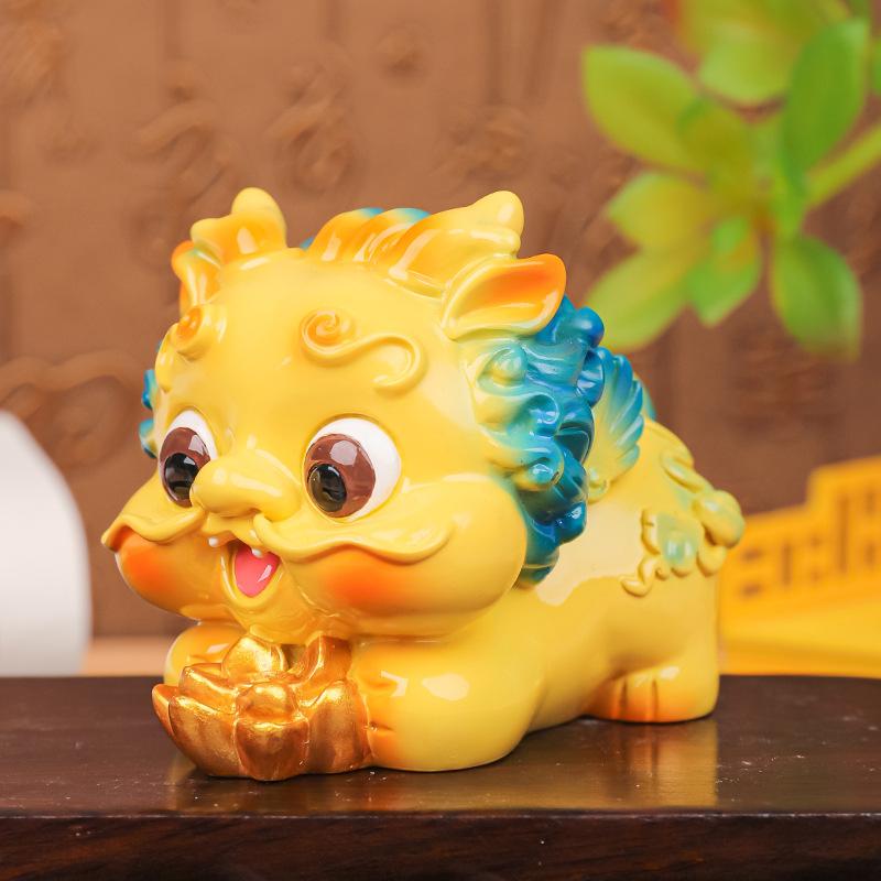 Creative New Lovely Pixiu Design Resin Crafts Ornaments Cute Craft Gifts Home Car and New Year Decorative Desktop Ornaments Gift