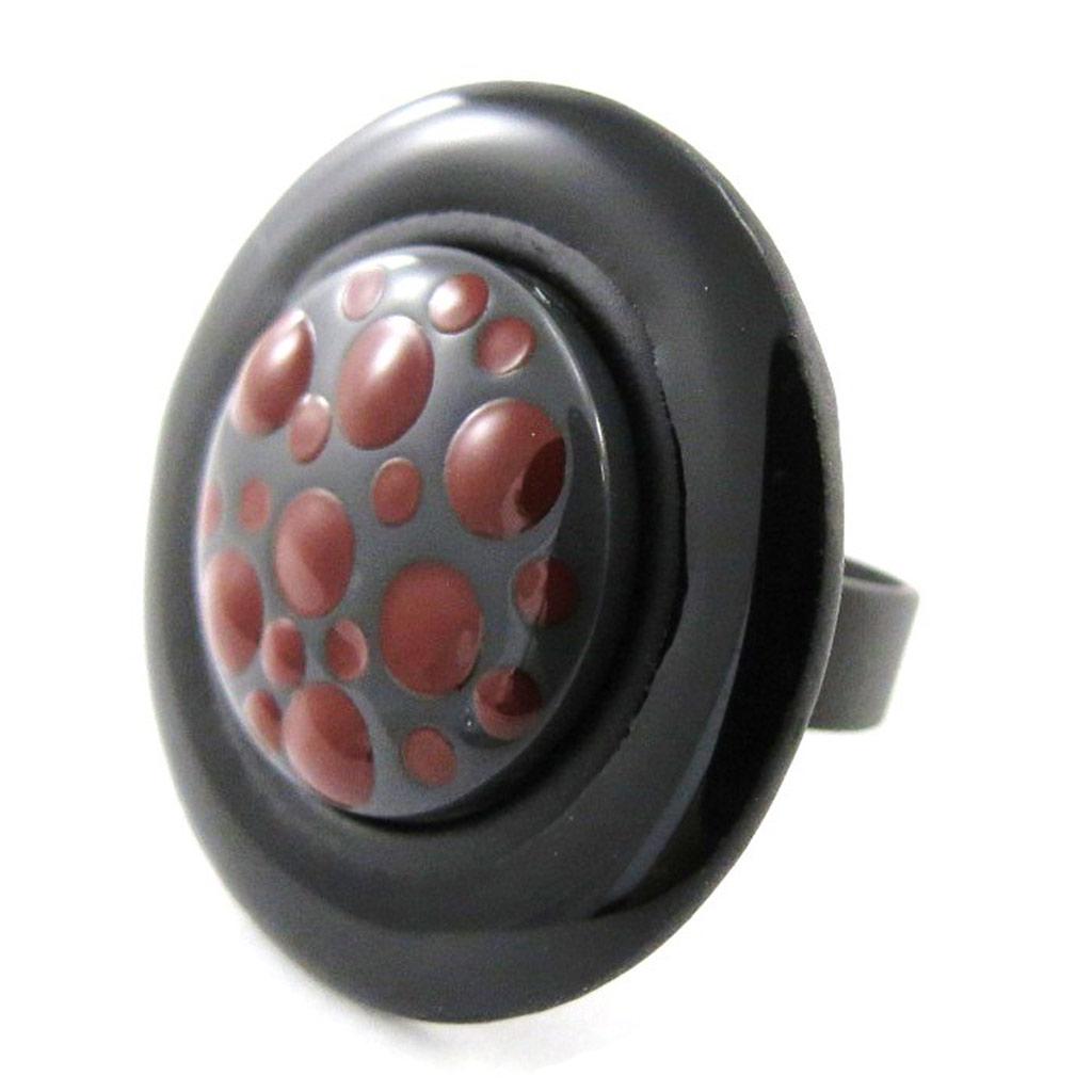 NOA [J1912] - Designer Ring 'Safari' Black Brown