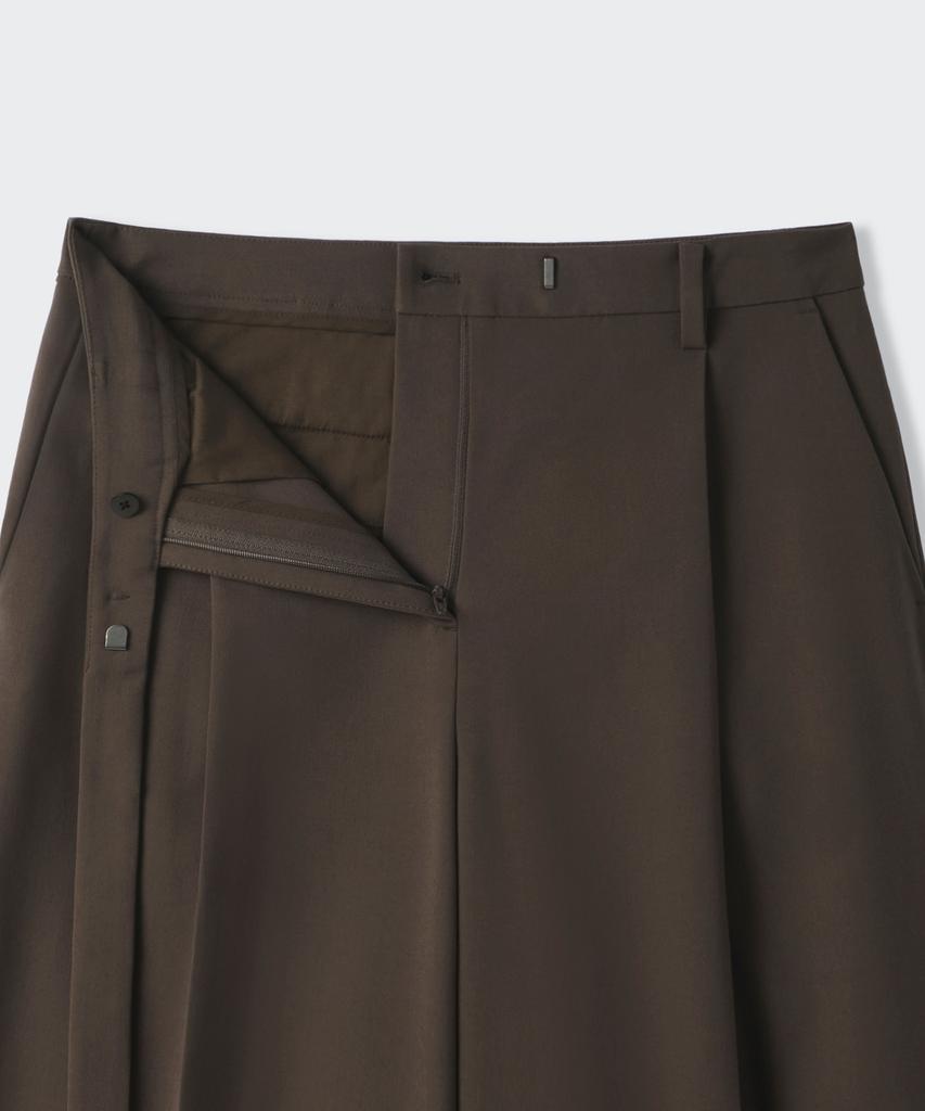 MUSINSA STANDARD WOMAN Women'S Waist Strap Deep Tuck Wide Slacks [Khaki Brown]