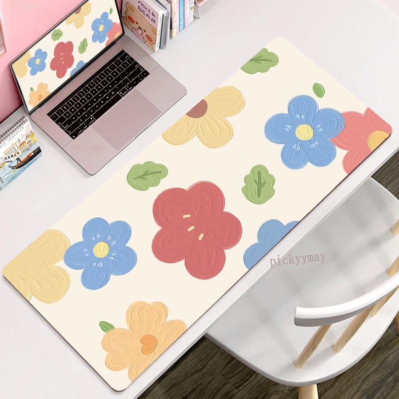 Large Mouse Pad Flower 100x50cm Locking Edge Big Computer Mousepads Cute Mousepad Big Keyboard Mat Gamer Mouse Pads Desk Mats