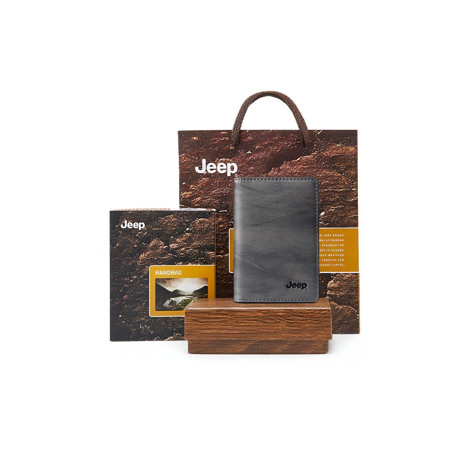 

New Jeep Cow Leather Coin Purse, Card Holder Regular Men s Gray Green 920040160 9.4*2.0*11.4CM