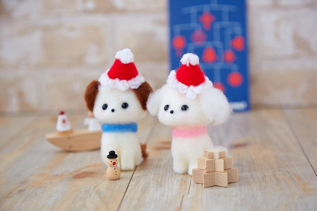 Hamanaka Felt Kit, Enjoy a Handmade Christmas with Felted Wool, Maltese & Beagle, H441-474