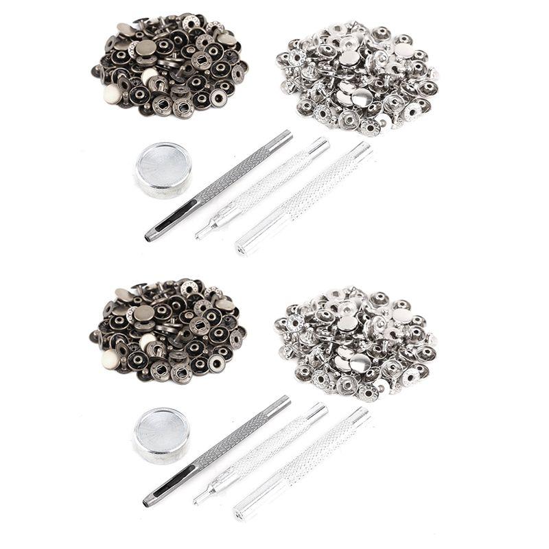 

A60z50pcs Silver + 50 Pcs Bronze 10Mm Snap Button Metal + Tool Set For Leather Handbagsmay