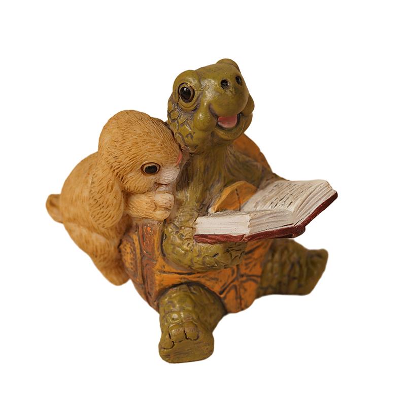 1PCS The Bunny Standing Rabbit Outdoor Garden Statue Turtle Hedgehog Statue Full Color Finish Small Animals Decorations