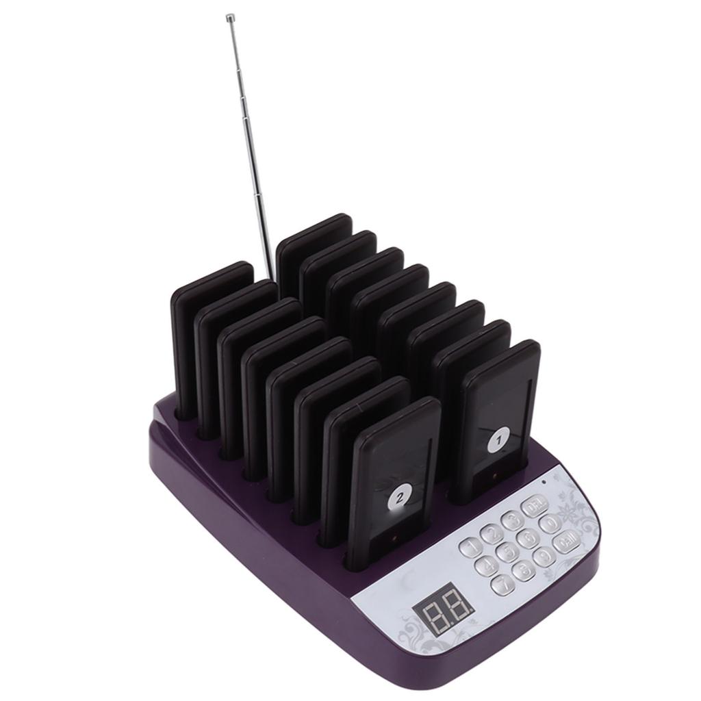 Cercapersone per ristoranti, cicalini wireless, portata 200 m, 16 cercapersone, vibrazione, segnale acustico, cicalino lampeggiante, cercapersone
