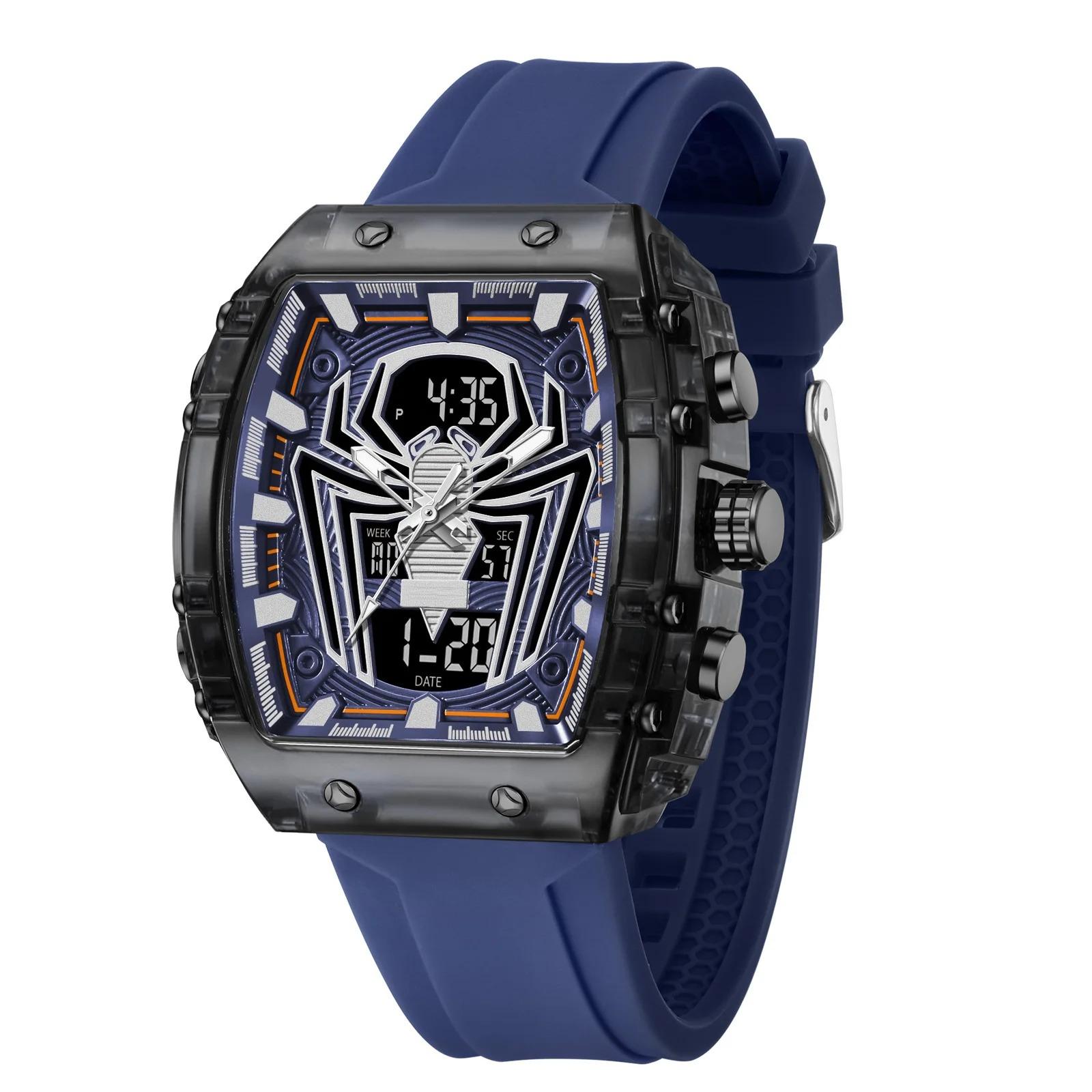 

Мужские часы Прямоугольные Спортивные часы Цифровые часы с двойным временем Водонепроницаемые Электронные наручные часы