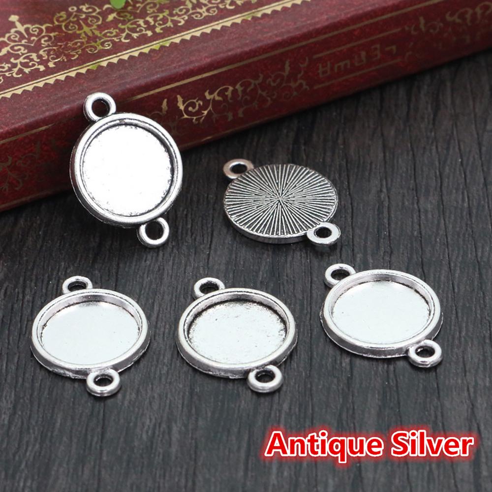 8mm 10mm 12mm Inner Size Classic 7 Color Plated One Sided Single Hanging Simple Style Cabochon Base Setting Pendant